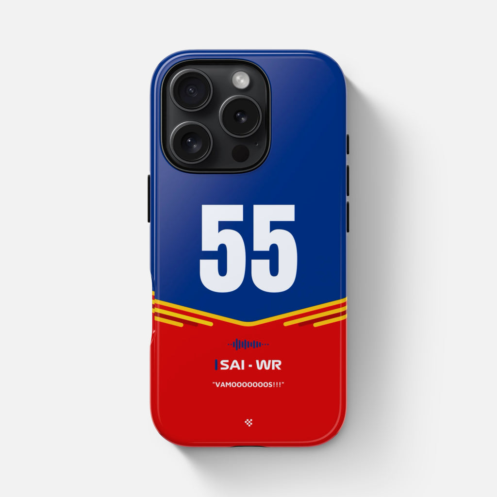 Blue and Red Carlos Sainz F1 2025 Helmet Phone Case