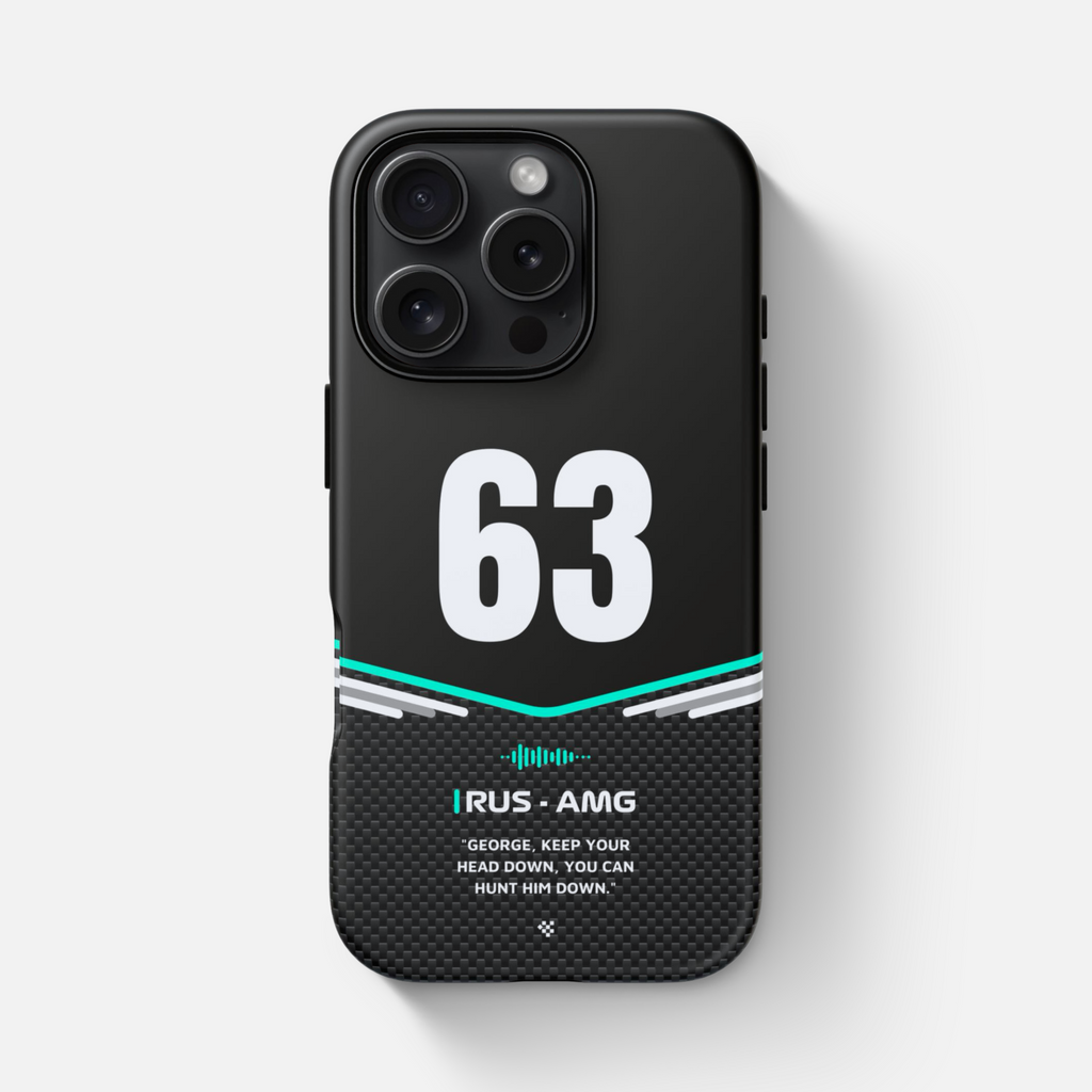 Black George Russell F1 2025 Team Phone Case