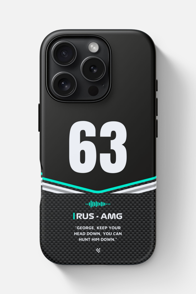 Black George Russell F1 2025 Team Phone Case for true Formula 1 fans