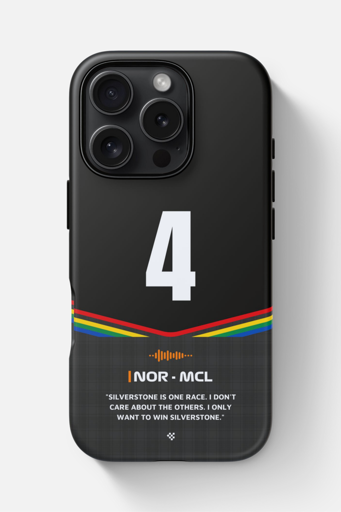 Premium Lando Norris F1 2025 Silverstone Phone Case for iPhone, Samsung and Google Pixel phones - perfect for Formula 1 and Lando Norris fans