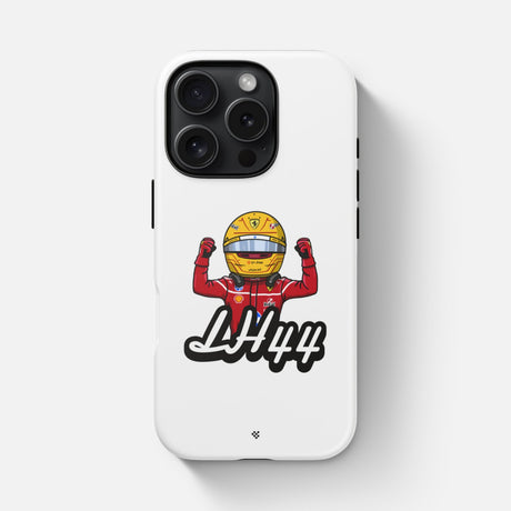 Picture of the Lewis Hamilton "Red Knight" Phone Case with a hand-drawn lewis Hamilton cartoon design